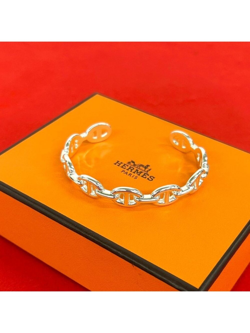 Hermes Chaine D'ancre Bangle 925 Sterling Silver Bracelet